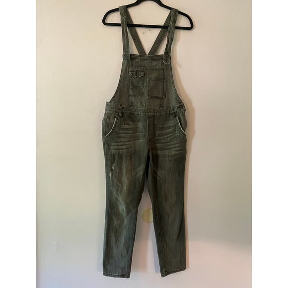 Free People Denim - Free People Gray Black Overalls Straight Leg Boho Retro Women's size 28